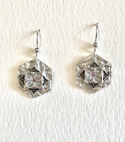 Hexagon Earrings with Pink Sapphires