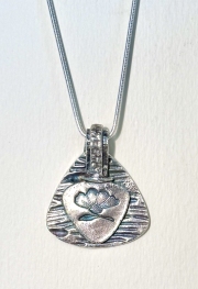 Silver Lotus Pendant Shield Shape