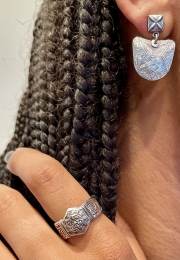 Bud Top Textured Earrings and Mystery Ring