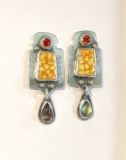 red sapphire enamel earrings