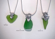 Green sea glass pendants