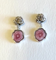 Rose and Rhodocrosite Earrings